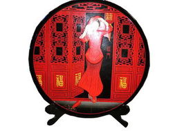 山西平遥推光漆器双骏马漆盘 传统工艺与现代家居的完美融合